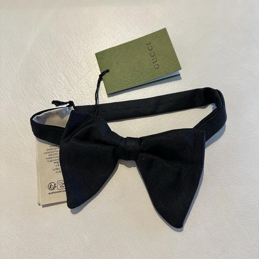 NWT GUCCI BLACK BOW TIE 100% Authentic Men’s - Picture 4 of 7